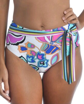 Trina Turk L97803 Womens Blue Mandalay Printed High-Waist Bikini Bottoms Size 2