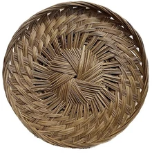 Vintage Large Wicker Tray Woven Wall Decor 16” Diameter Preowned