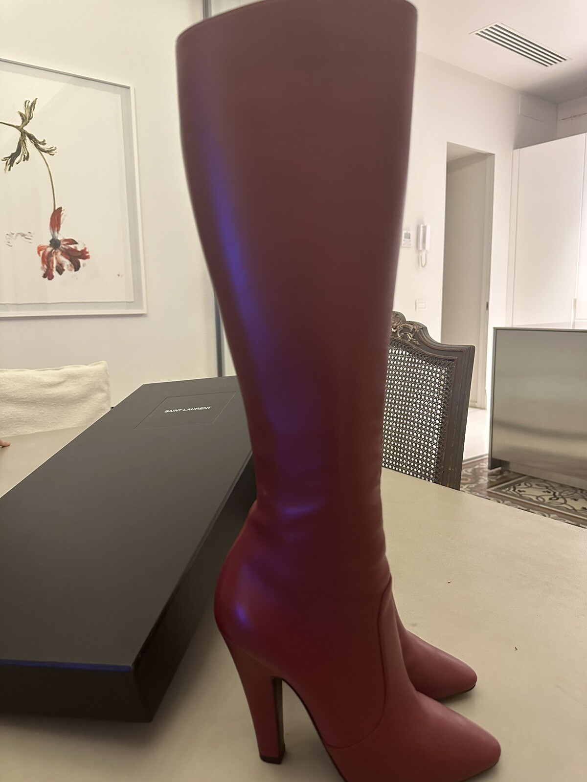 stivali alti saint laurent rossi