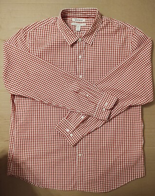 GoodThreads Shirt Adult Reg XL Red Plaid ButtonUp Long Sleeve Spread Collar Men