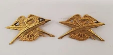 2 US ORIGINAL QUARTERMASTER FIELD CLERK INSIGNIA 1-1/4" POST WW1 PINS