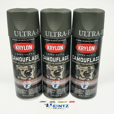 KRYLON 4293-3 PACK OLIVE Camouflage Non-Reflective Ultra-Flat Finish Spray Paint