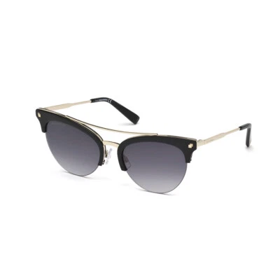 Dsquared2 Damen Cat Eye Sonnenbril​le SELENA DQ0252S 01B Schwarz Gold / Grau  56 - Bild 1 von 4