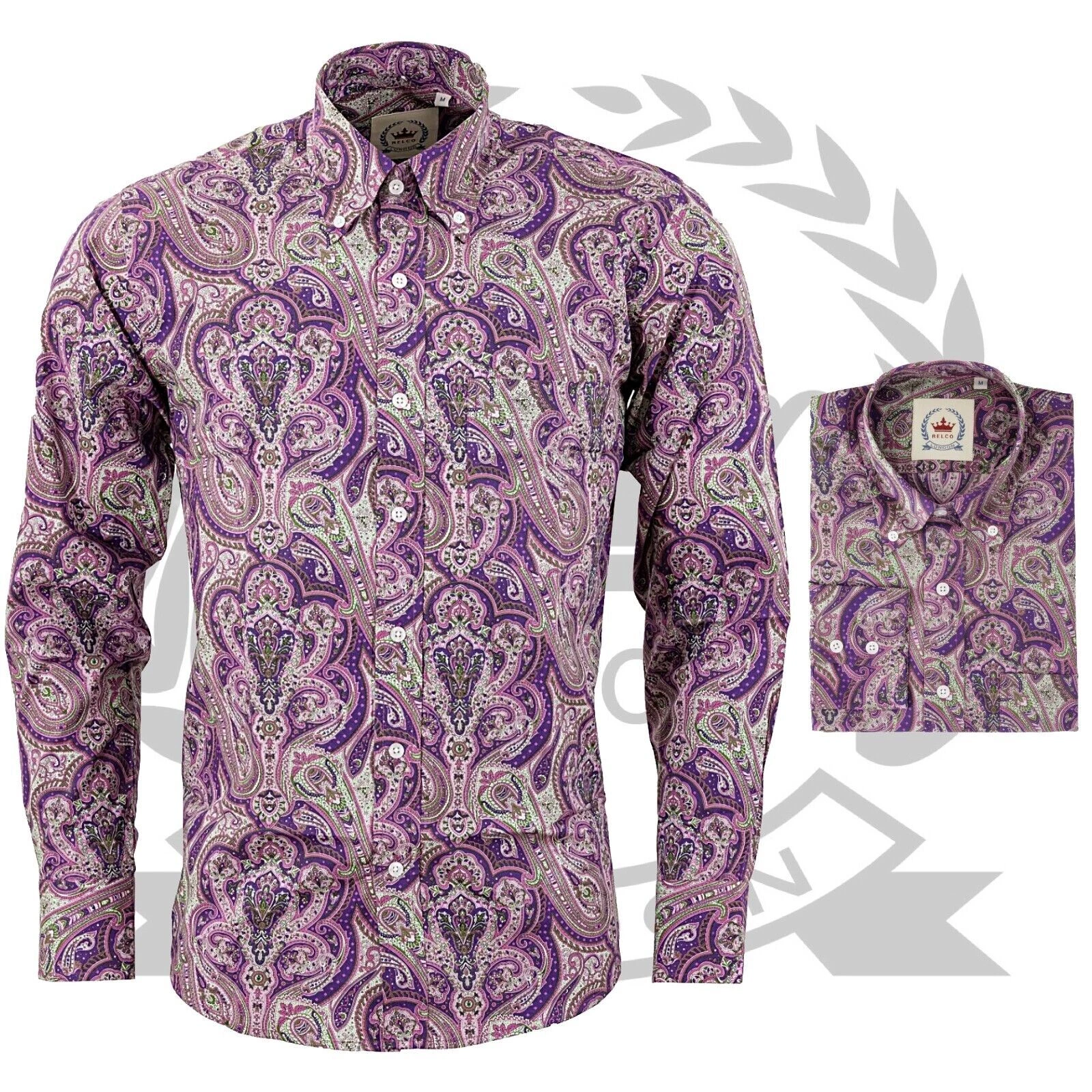 Relco Paisley Shirt Long Sleeve Button Down Collar Retro Vintage Floral Purple
Opens in a new window