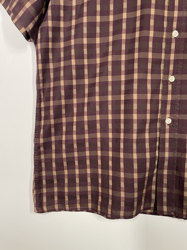 AQUASCUTUM OF LONDON Short Sleeve House Check Shirt | Brown Purple | Medium - Picture 4 of 15