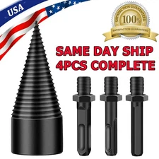 4x High Speed Twist Firewood Drill Bit Wood Splitter Screw Splitting Cone Driver