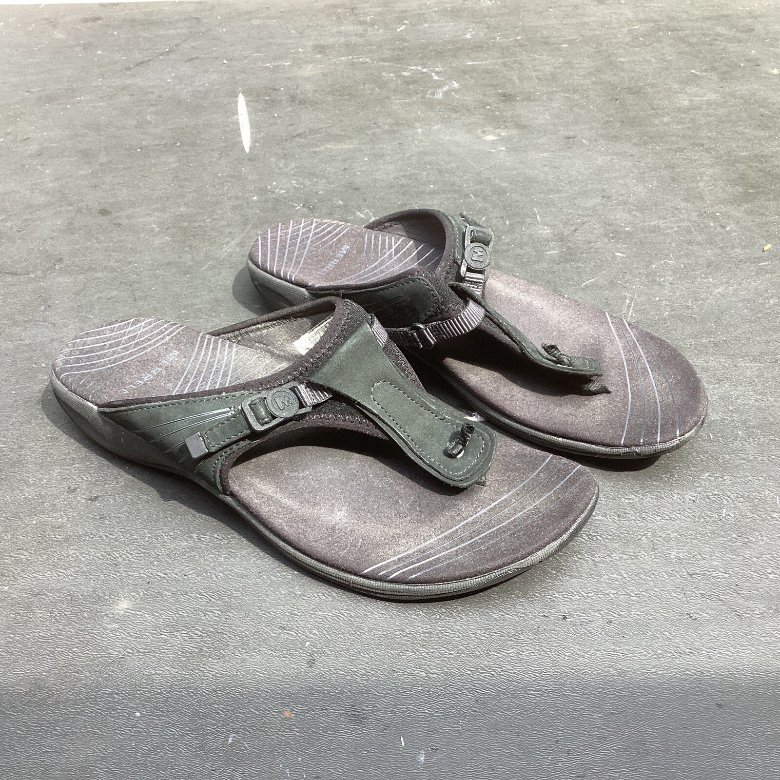 Merrell J36742 Sandali casual da donna 8 neri in pelle perizoma infradito casual