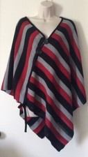 Stylish Poncho Wrap Shawl Black Red Grey 100 Acrylic