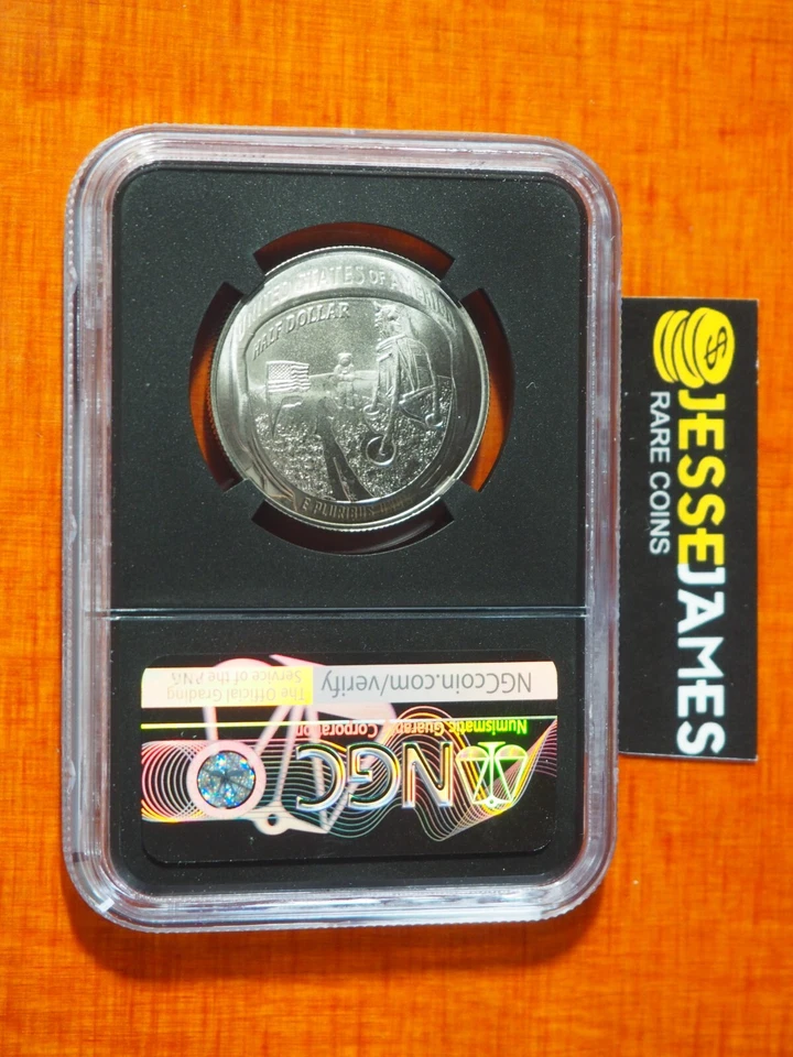2019 D 50C APOLLO COMMEMORATIVE HALF DOLLAR NGC MS70 FIRST DAY OF ISSUE LABEL - Image 2 of 2