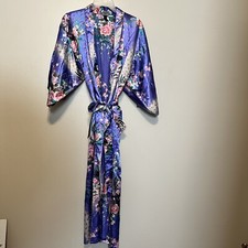 Beautiful Vintage Purple Cotton Kimono Floral All Over Print Japan 50 Authentic