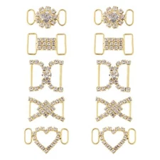 10Pcs 5 Styles Golden Shoelaces Charms with Rhinestones Brass Sneaker Charms ...