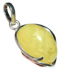7.75g Authentic Baltic Egg Yolk Amber Silver Pendant Jewelry (mila) JY3651