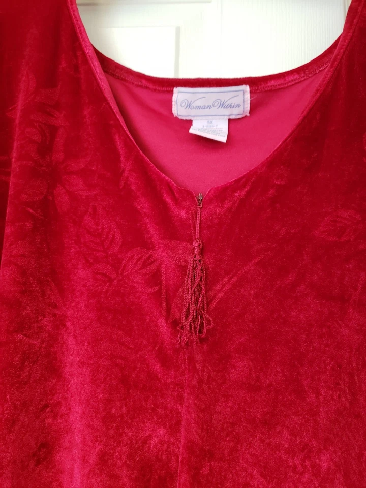 Bata larga de terciopelo rojo Woman Within 5XL Foto 4 de 4