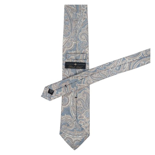 JOSEPH ABBOUD BLACK LABEL Mens Silk Paisley Tie 3.15 Silver Blue Necktie ITALY - Picture 7 of 7