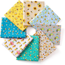 8 Pcs Bee Fabric Honey Bee Pattern Fabric Fat Quarters Theme Quilting Flower Pri