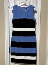 Tommy Hilfiger Colorblock Striped Scoopneck Sleeveless Sheath Midi Dress