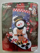Bucilla Felt Christmas Stocking Kit 84954 - Snowman  Teddy Bear - M. Stanziani