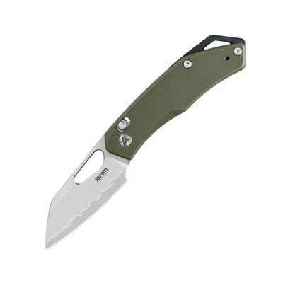 SRM Knives Messer CUB 261M-GP2 Ambi Lock Folder Olive G10 140Cr Laminatstahl
