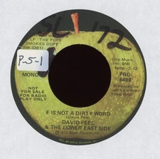 David Peel & The Lower East Side - F Is Not A Dirty Word Promo Novelty Rock 45