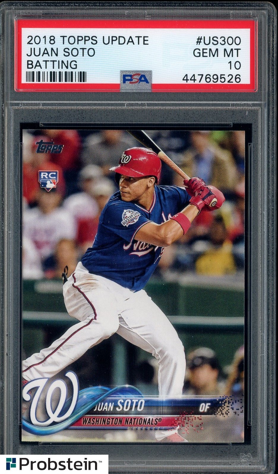 2018 Topps Update #US300 Juan Soto Batting Nationals RC Rookie PSA 10