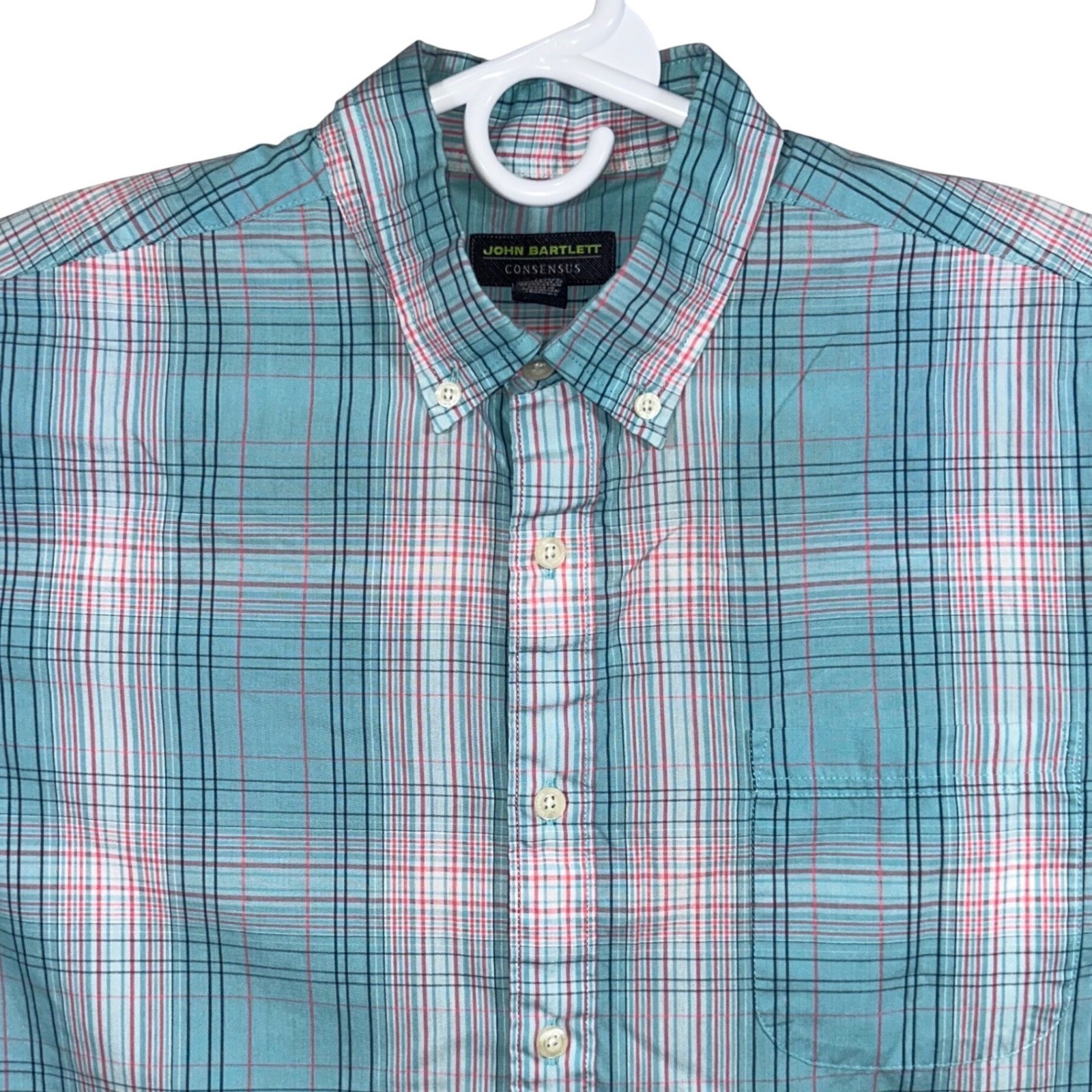 John Bartlett Consensus Mens Large Turquoise Pink… - image 1