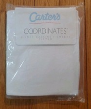 Vtg White Carters 2 Knit Bassinet Fitted Sheets Cotton Blend Fits 12  X 29  