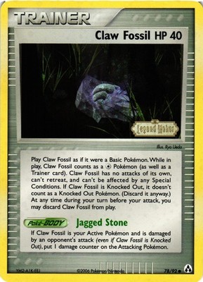 Pokemon TCG Claw Fossil HP 40 78/92 EX Legend Maker Reverse Holo LP