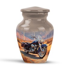 Motorcycle Funeral Urn Ashes Small Grey Male Female Mom Dad Brother 3"