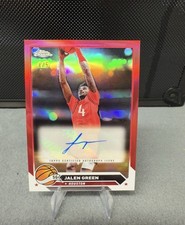 2023-24 Topps Chrome True Red Refractor CGJGR Jalen Green Auto 4/5 Jersey Match!