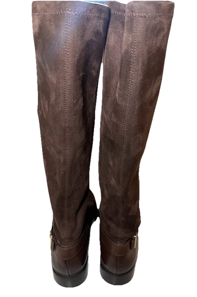 Botas de montar Cole Haan para mujer de cuero marrón chocolate gamuza elásticas 8 Foto 3 de 4