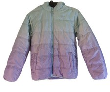 Eddie Bauer Down Jacket Coat Girls Size 14/16 Lilac Blue Hooded Pockets Puffer
