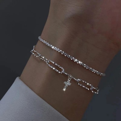 Women's 925 Sterling Silver Multilayer Snake Chain Foot Ankle Bracelet New USA