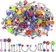 CrazyPiercing 110PC Body Piercing Kit - Navel, Tongue, Lip, Eyebrow Rings