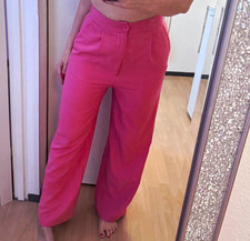 Stradivarius Damen Anzughose rosa weites Bein...