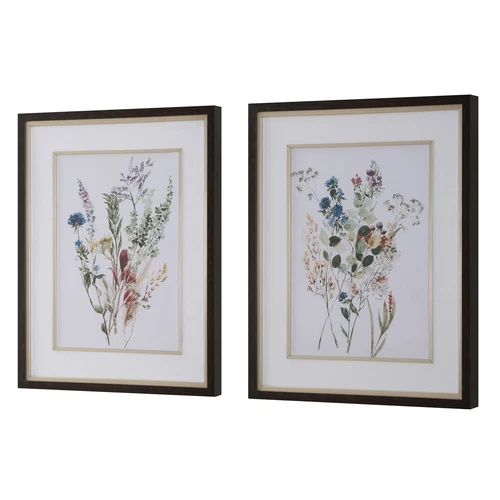 Uttermost Delicate Flowers Framed Prints; S/2 - Picture 3 of 6