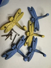 5 Pc Metal Dragonfly Coat Hooks Decorative Wall Mounted Hanger Hook Wall Hook