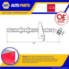Brake Hose fits LAND ROVER DISCOVERY Mk2 4.0 Front Lower, Left 98 to 04 Apec New