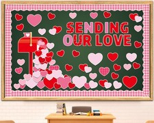 89 PCS Valentines Day Bulletin Board Decoration Set Heart Borders Cutouts