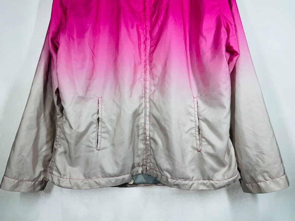 Three Hearts Mujer Talla X-Grande XL Rosa Blanco Desvanecimiento Rompevientos Bolsillos Cremallera Foto 4 de 4