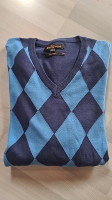Ben Sherman Pullover S blau navy blue Raute Retro oldschool Pulli