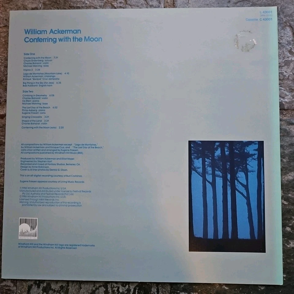 Conferring with the Moon - William Ackerman guitar LP Vinyl WINDHAM HILL NM - Image 2 of 3