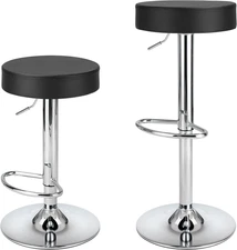 Bar Stools Set of 2 Modern PU Leather, Swivel Barstools with Footrest and Backle