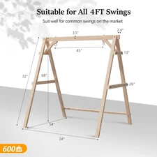 4-5 FT Patio Wooden Porch Swing Standing Only Easy Assembly for Outdoor Garden
