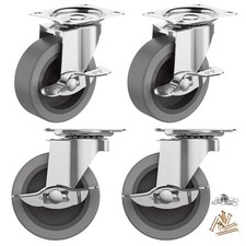 3" Caster Wheels Set Of 4 Heavy Duty Locking Swivel Rubber For Furniture Cart