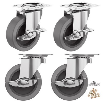 3'' Caster Wheels Set Of 4 Heavy Duty Locking Swivel Rubber For Furniture Cart