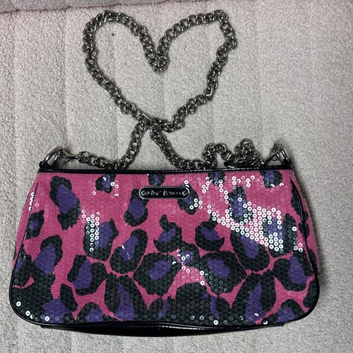 Betsey Johnson Leopard Cheetah Sequin Handbag Crossbody Purse A4