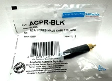 Amphenol RCA Male Plug ACPR-BLK Black Cable Connector Gold Contact Diecast Shell