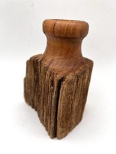 VTG Wooden Turned Live Edge Wood Vase Rustic Carving