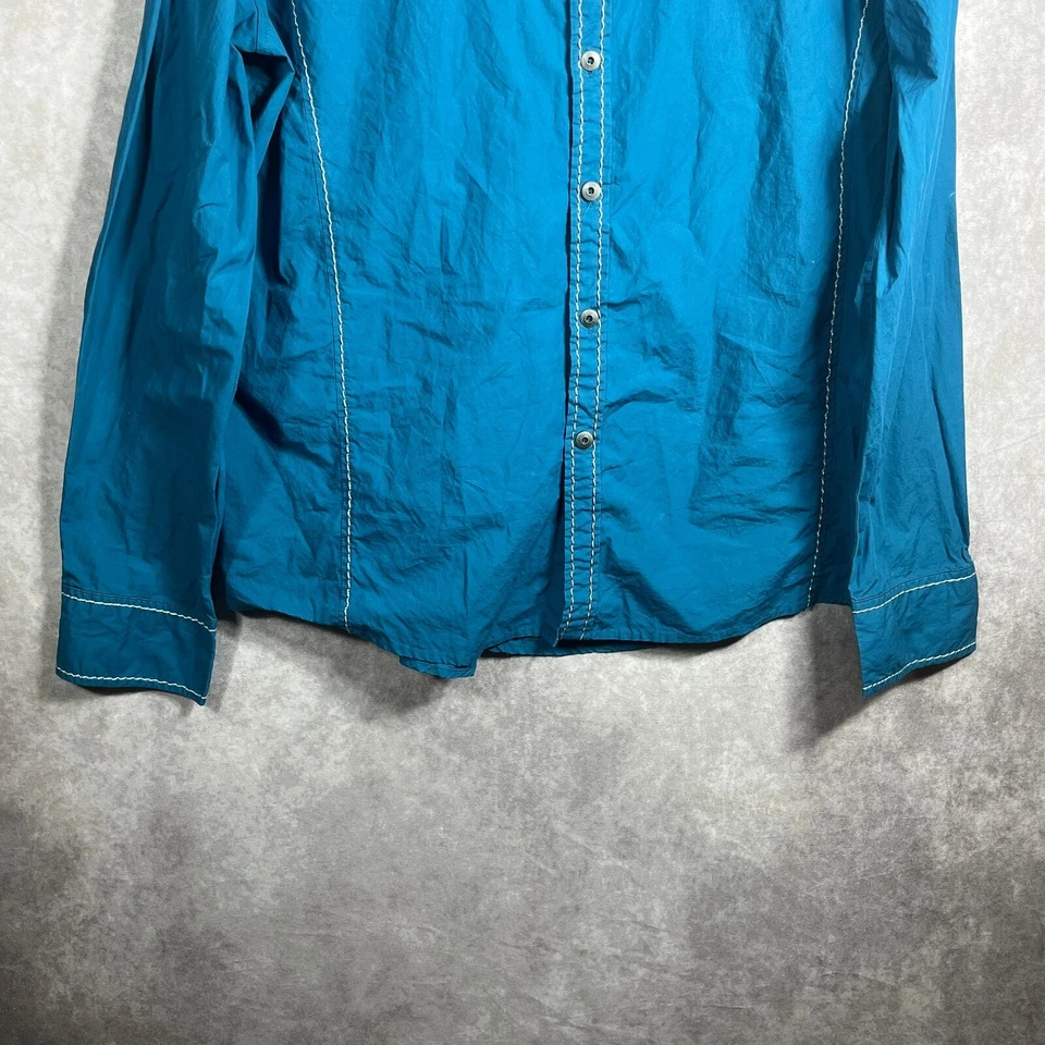 Camisa House Of Lords Hombre XXL Azul Bordado Botón Rave Streetwear Manga Larga Foto 4 de 4