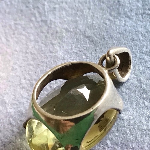 Anhänger Sterlingsilber facettierter Citrin ~ 2 x 1,5 cm ~ 1 cm Tiefe - Bild 7 von 8